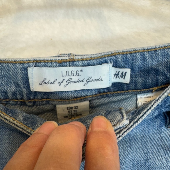H&M LOGG Jean Shorts Womens Size 32 Blue Denim Shortie Shorts Summer - Picture 2 of 8